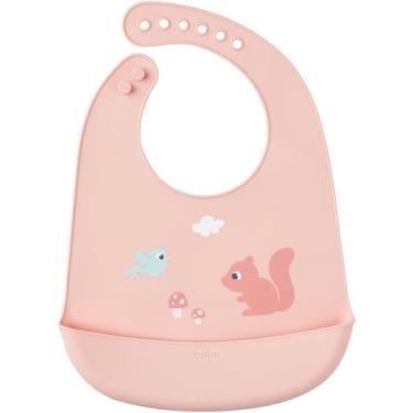 Imagem de Babador Buba De Silicone Com Pega Migalhas Cloudy Esquilo Rosa