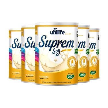 Imagem de Kit 5 Suprem Soy Unilife Bebida de Soja Sabor Baunilha 300g
