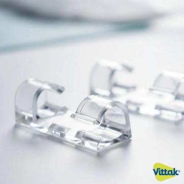 Imagem de Vittak Kit Clips Organizadores De Cabos Mesa Fixador Adesivo Fios Pare