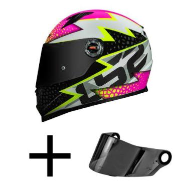 Imagem de Capacete LS2 FF358 Speedy Branco e Rosa Mais Viseira Fumê, 62