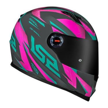 Imagem de Capacete LS2 FF358 Draze Cinza Verde e Rosa Masculino e Feminino Fecha