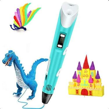 Imagem de Caneta 3d Infantil Impressora Completa Azul Criativa USB Refil - LIPPI
