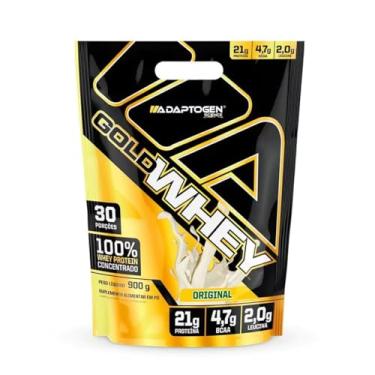 Imagem de Gold Whey 900g Refil Sabor Natural (Leite em pó) Ganho de massa muscular proteína concentrada - Adaptogen