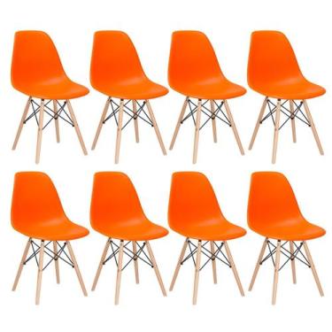 Imagem de Kit 8 Cadeiras Laráz Eames Eiffel DSW - Laranja - Laraz