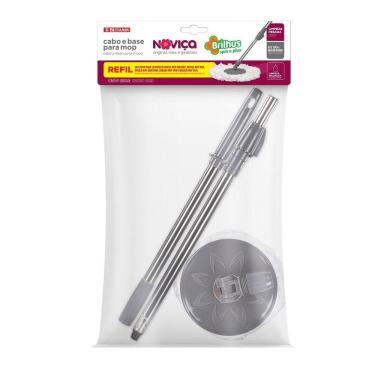 Imagem de Refil de Cabo e Base para Mop Original Max e Giratório Noviça Spin e Plus Brilhus em Alumínio e Microfibra para Limpeza
