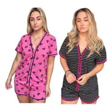 Imagem de Kit 2 Pijamas Feminino Americano Adulto Curto Malha Gestante - PIJAMAS