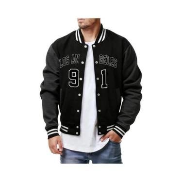 Imagem de Jaqueta Casual Masculina De Fleece Solta Com Estampa De Letras E Númer
