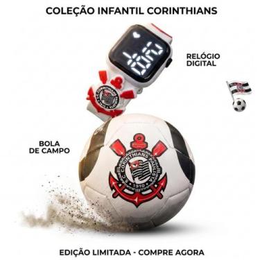 Imagem de Kit Corinthians Bola Futebol Sintética e Relógio Infantil
