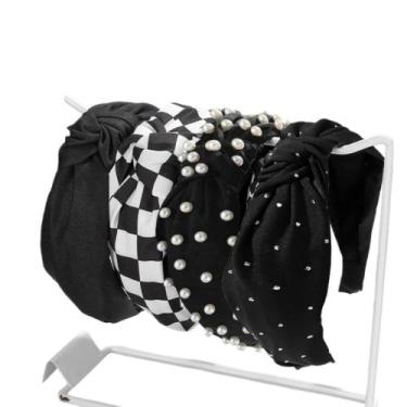 Imagem de Bandana YOEMAYUNER com estampa floral quadriculada atada, pacote com 4