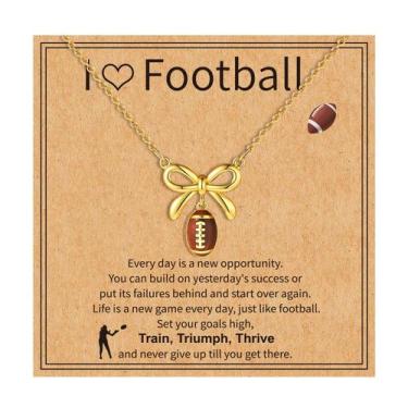 Imagem de Colar Kenailw Football Pingente banhado a ouro 14K para mulheres