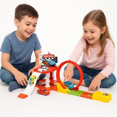 Imagem de Pista de corrida 360 carros brinquedo -pista de looping com 19 peças +