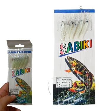 Imagem de Isca Artificial Sabiki Kit 5 Camarões Fluorescente Silicone Pesca Noturna Branco AB Mídia
