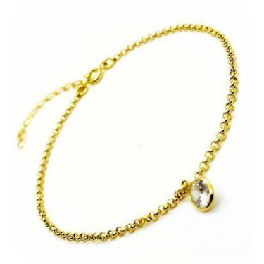 Imagem de Tornozeleira Elos Portugueses Com Cristal Banho De Ouro 18k 3190 - Trè