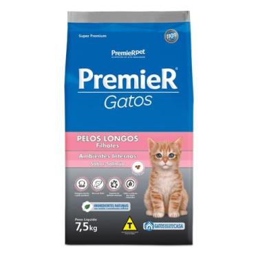 Imagem de Ração Premier Pêlos Longos Gatos Filhotes sabor Salmão 7,5 Kg - PREMIE