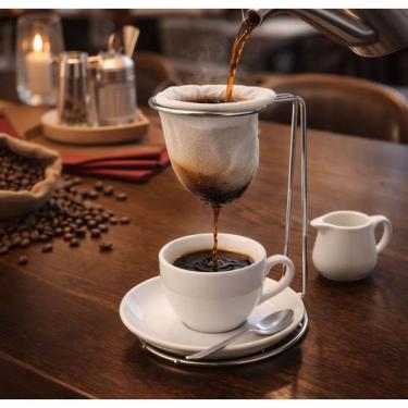 Imagem de Kit Coador Individual de Café com Suporte Metálico e Filtro de Pano de Algodão com 3 Refis Extras