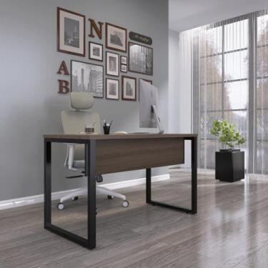 Imagem de Mesa Madeira M150/60P25TUB 150cm Industrial Walnut e Preto Marrom - Pa