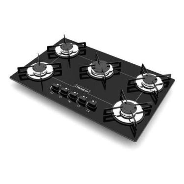 Imagem de Fogão Cooktop Chamalux 5 Bocas Ultra Chama Preto 110v/220v Trempe de C