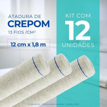 Imagem de Atadura Crepom Faixa Bandagem Elástica 12cmx1.8m Kit 12 Un - Casa da G