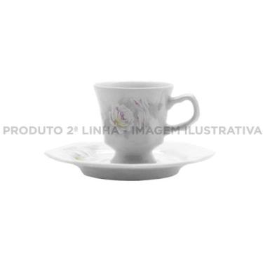 Imagem de Xícara Chá com Pires 200 ml Porcelana Schmidt - Dec. Romântica Prisma 