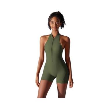Imagem de Macacão Esportivo Feminino Sexy Sem Costas Com Efeito Empina Bumbum, S