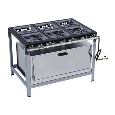 Imagem de Fogão Industrial 6 Bocas 30X30 Alta pressão Super Forno Metalmaq
