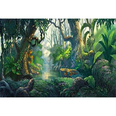 Imagem de Yeele 2,1 x 1,5 m Pano de fundo de conto de fadas para fotografia Fantasy Fairyland Floresta Virgem Tropical, Floresta Floresta Solar, Fundo de Flores para Festa de Aniversário de Crianças, Adereços de Estúdio de Vinil