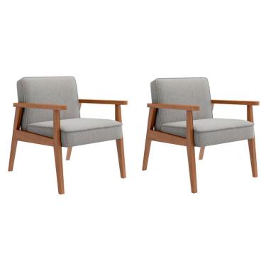 Imagem de Conjunto com 2 Poltronas Julia Lona Cinza e Nogueira