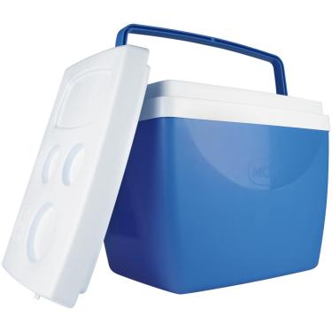 Imagem de Caixa Térmica Cooler 34l Com Alça Porta Copos Mor Azul Geladeira Portátil Bebidas Bolsa Sacola Mor