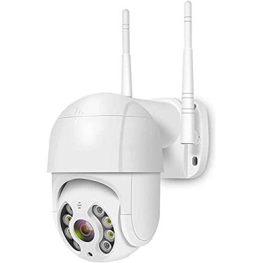 Imagem de Câmera de segurança externa PTZ WiFi IP, câmera dome 1080P CCTV, panorâmica / inclinação / zoom, zoom digital 4X, visão noturna em cores, detecção de movimento, IP66 à prova de intempéries (White)