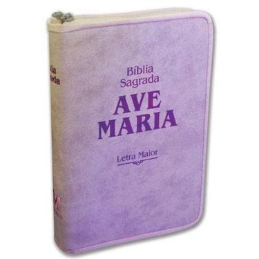 Imagem de Bíblia Ave Maria Letra Maior Com Zíper Luxo Rosa