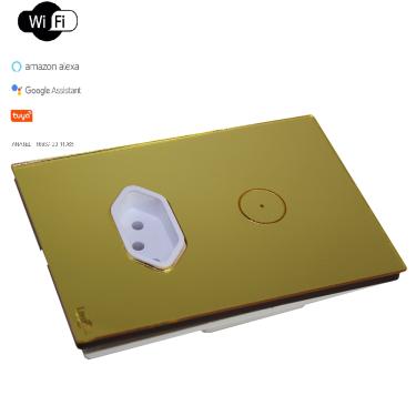 Imagem de Interruptor De Luz Touch Wi-Fi Tok Glass 1 Botão+Tom Dourado Lumenx