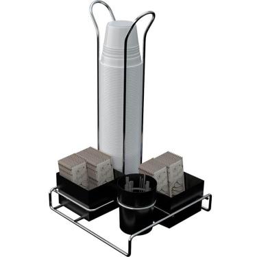 Imagem de Suporte Porta Copos 50ml 80ml Porta Saches Açúcar Colheres Mexedor Organizador Preto