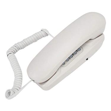 Imagem de Telefone com cordão, telefone fixo com fio para pendurar na parede inglês com função de flash/mudo/reredial RJ45 (6P2C) interface de linha (branco)