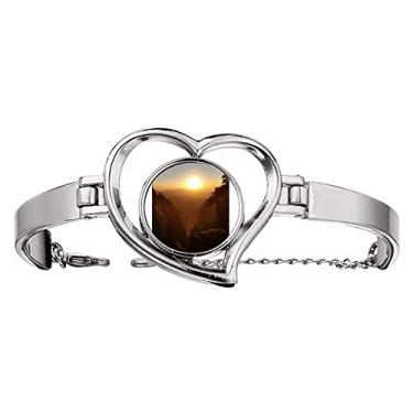 Imagem de N/A N/A Bracelete Canyon Sunset Art Deco Fashion Pulseira Coração Joia Fio Bangle, medium, metal