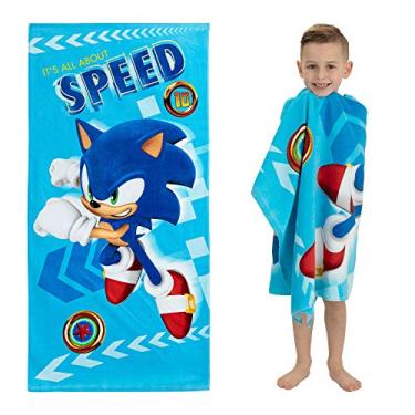 Imagem de Franco Toalha de praia infantil de algodão super macio, 147 cm x 71 cm, Sonic The Hedgehog