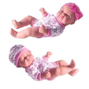 Imagem de Kit 2 Bonecas Bebê Petit Reborn Cheirinho De Amor 100% Vinil - Milk Br