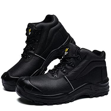 Imagem de DRKA Botas de trabalho masculinas resistentes à água com bico de aço, 15 cm de diâmetro EH, Black977, 11
