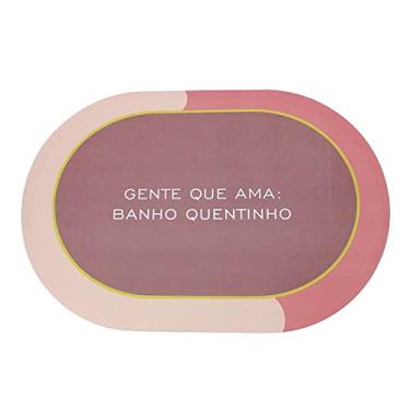 Imagem de Tapete Para Banheiro Antiderrapante Super Absorvente 38x58 Frases Rosa (Rosa)