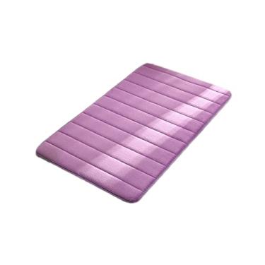 Imagem de SHENGANG Tapete de Banho Tapete de Chuveiro Espuma de Memória Absorvente Coral Fleece Tapete de Banheiro Tapete Higiênico Antiderrapante, Roxo, 40x60cm