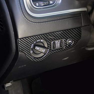 Imagem de Interruptor de farol de fibra de carbono Crosselec Painel de botões Acabamento do adesivo para Dodge Charger 2011+