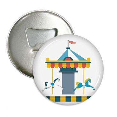 Imagem de Incrível ilustração engraçada de carrossel de parque abridor de garrafas ímã de geladeira emblema multifuncional