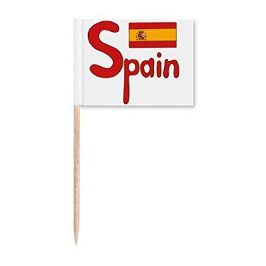 Imagem de Bandeira nacional da Espanha com padrão vermelho para palito de dentes marcadores para decoração de festa