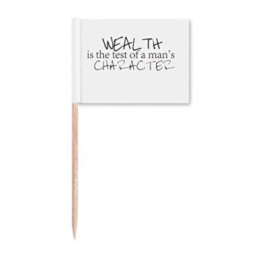 Imagem de Citação, riqueza é o teste de um homem, personagem, palito, bandeiras, marcador, decoração de festa