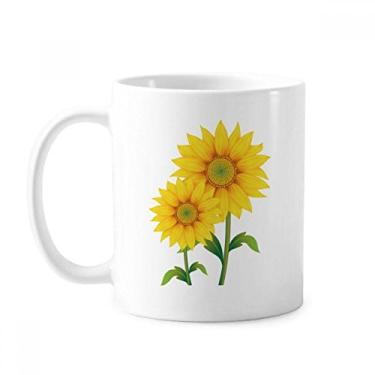 Imagem de Caneca de cerâmica com girassol amarelo verde flor planta cerâmica xícara de porcelana café louça