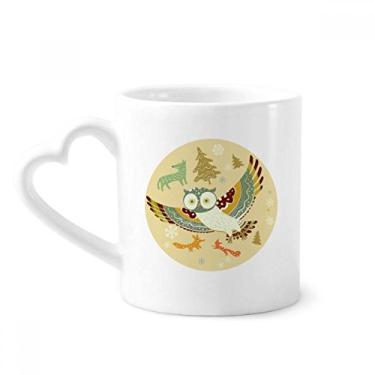 Imagem de Caneca com estampa floral de pássaros adoráveis corujas café cerâmica copo de coração de vidro