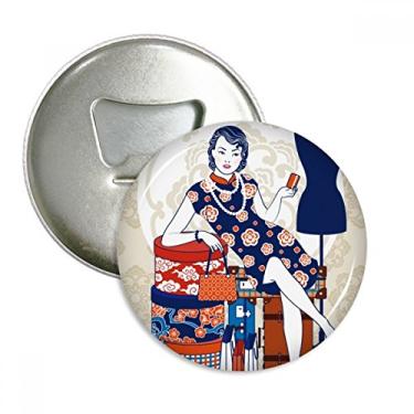 Imagem de Cultura Chinesa Branco Abridor de Garrafas Imã de Geladeira Emblema Multifuncional
