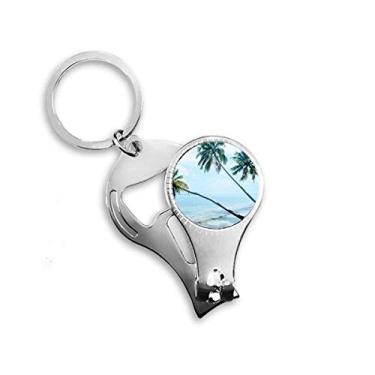 Imagem de Anel de alicate de unha Ocean Beach com imagem de árvore verde e chaveiro abridor de garrafas