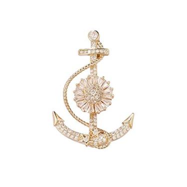 Imagem de KIZQYN Broche feminino personalizado e criativo barco forma âncora broche requintado e bonito versátil corpete decote feminino acessórios decorativos moda acessório de fantasia