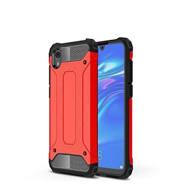 Imagem de WANRI Capa protetora de telefone compatível com Huawei Y5 2019/Honor 8S Case TPU + PC Bumper Dupla camada à prova de choque híbrida capa robusta protetora híbrida (Cor: Vermelho)
