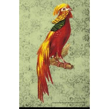 Imagem de Livro em branco vintage dourado faisão forrado 13 x 21 cm: 14 x 21,5 cm 100 páginas pautadas em branco adequado como diário, caderno ou diário com uma capa... ilustração de um magnífico faisão dourado